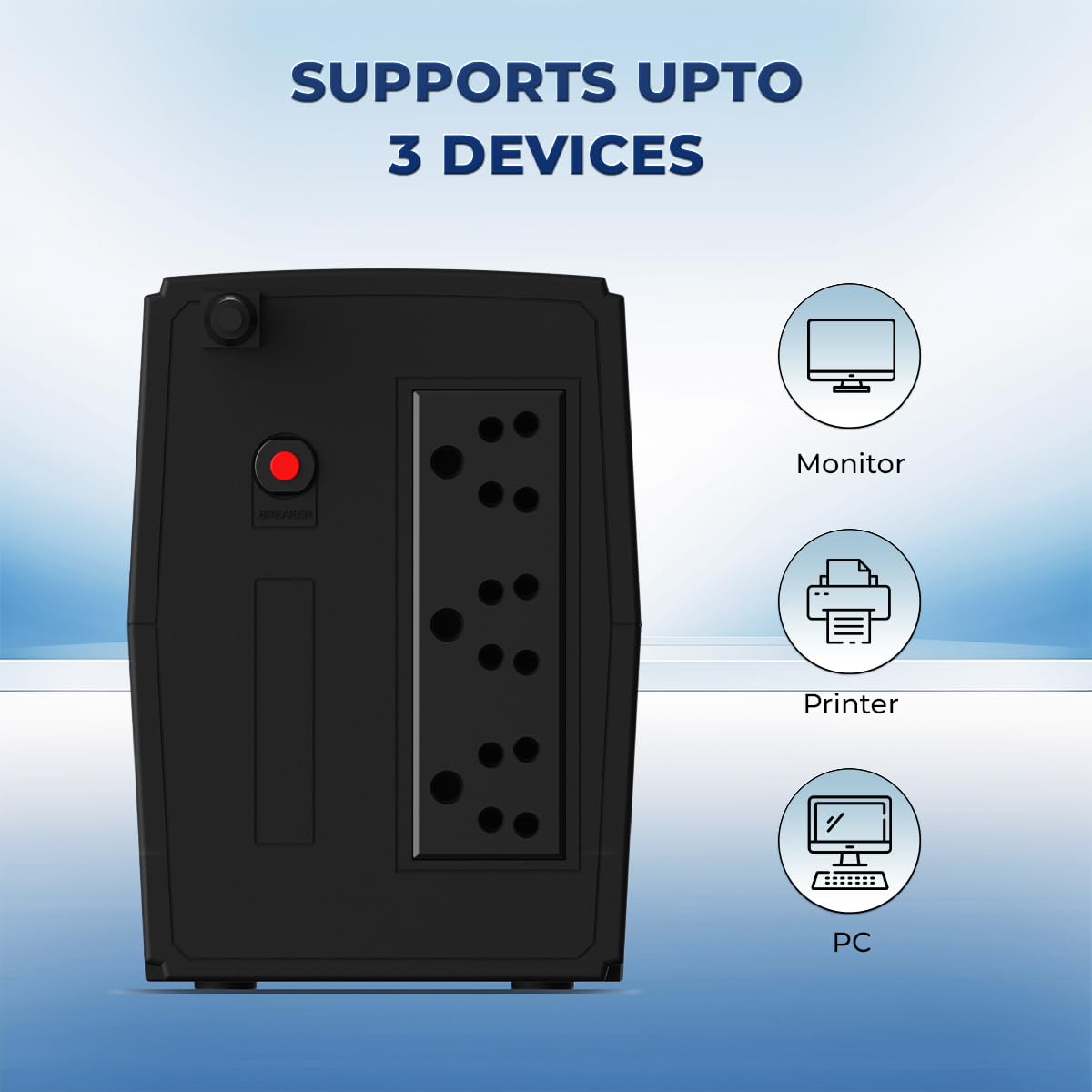 Lapcare 600VA /360W, 230V, UPS System, an Ideal Power Backup & Protection for Home Office, Desktop PC & Home Electronics, Lead Acid Battery, Black
