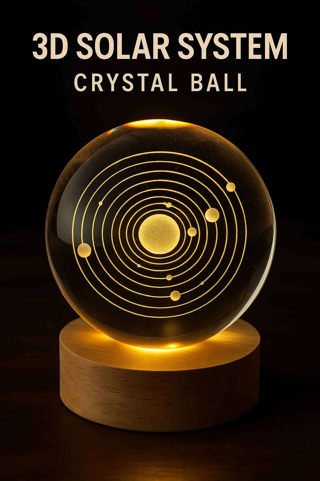 Galaxy Crystal Ball Night Lamp,Solar System Crystal Ball Night Light, USB Powered 2.4 Inch Wooden Base Galaxy Glass Ball with Colorful LED Base
