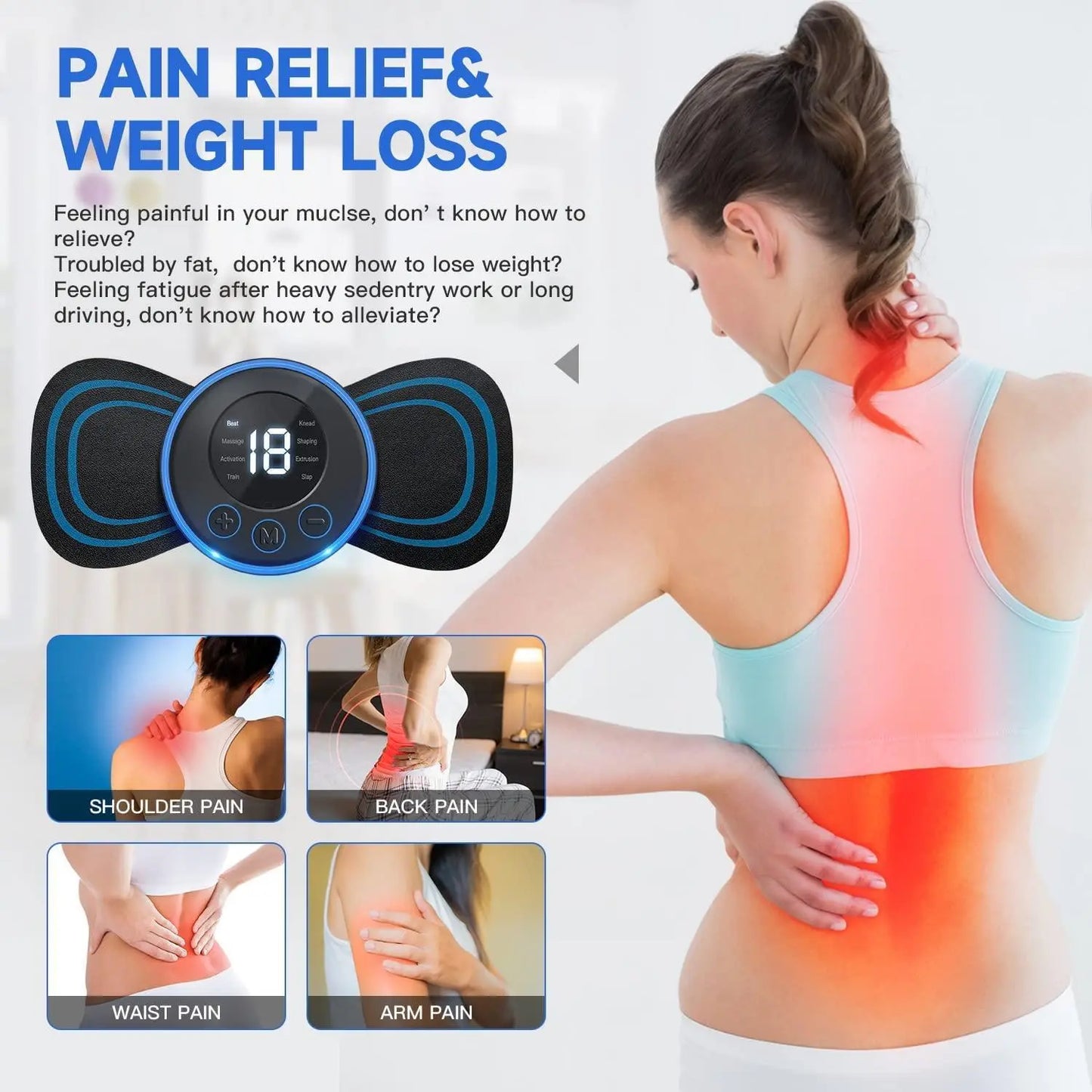 Mini Massage stick (LCD Model) with 8 Modes & 19 Gears