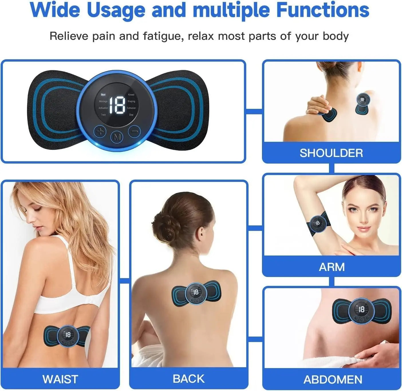 Mini Massage stick (LCD Model) with 8 Modes & 19 Gears