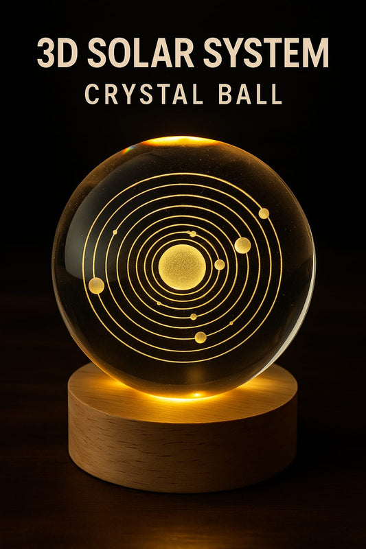 Galaxy Crystal Ball Night Lamp,Solar System Crystal Ball Night Light, USB Powered 2.4 Inch Wooden Base Galaxy Glass Ball with Colorful LED Base